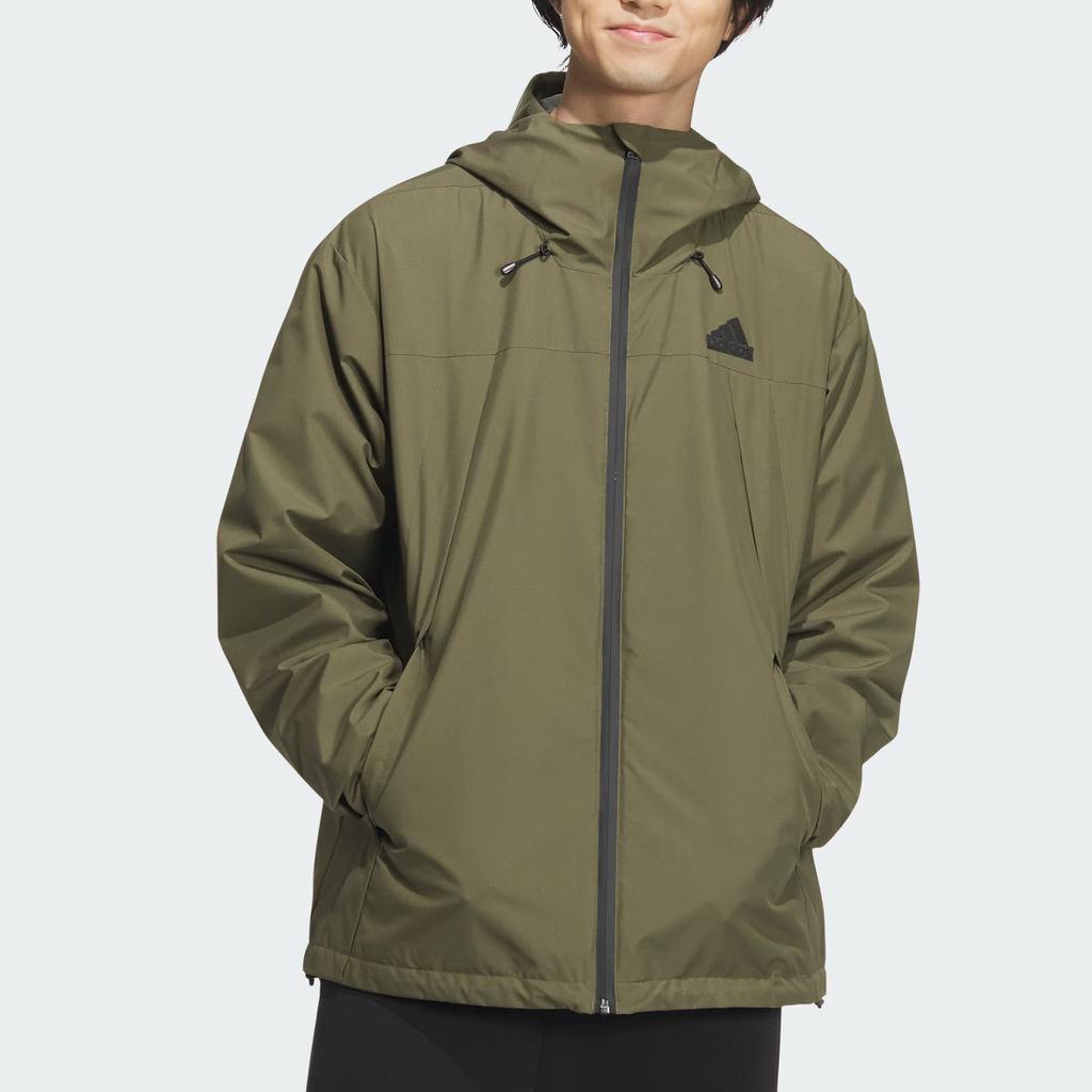 Adidas Woven Jacket Reflective Stripes Sports Casual Hooded Jacket Men Jackets Rock-Olive-Green JF0964
