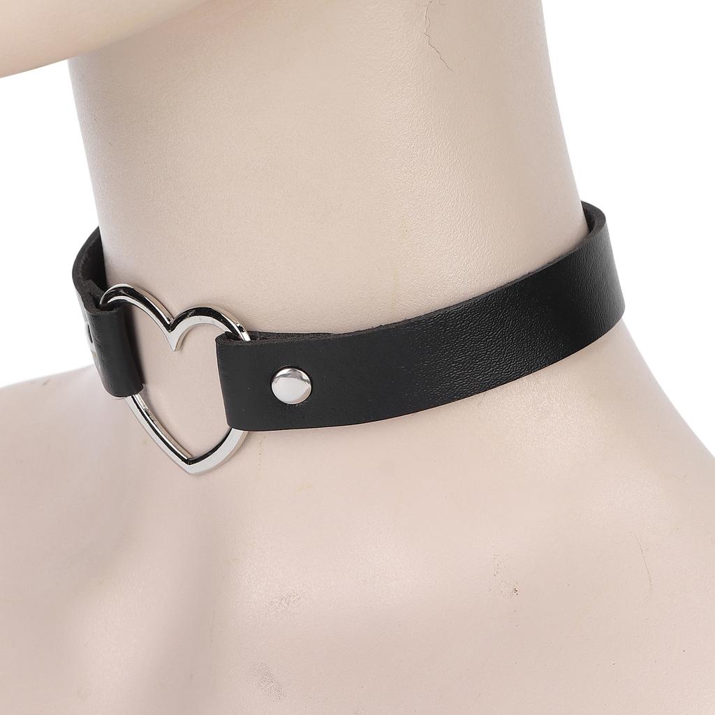PU Lther Alloy Hrt Shaped Decoration Necklace Collar Jewelry Accessory