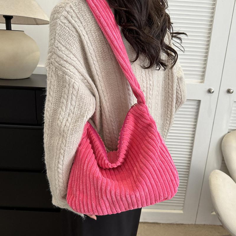 Winter Tote Bag for Women Large Capacity Handbags Casual Shoulder Bags Trend Female Corduroy Shopper Crossbody Bag