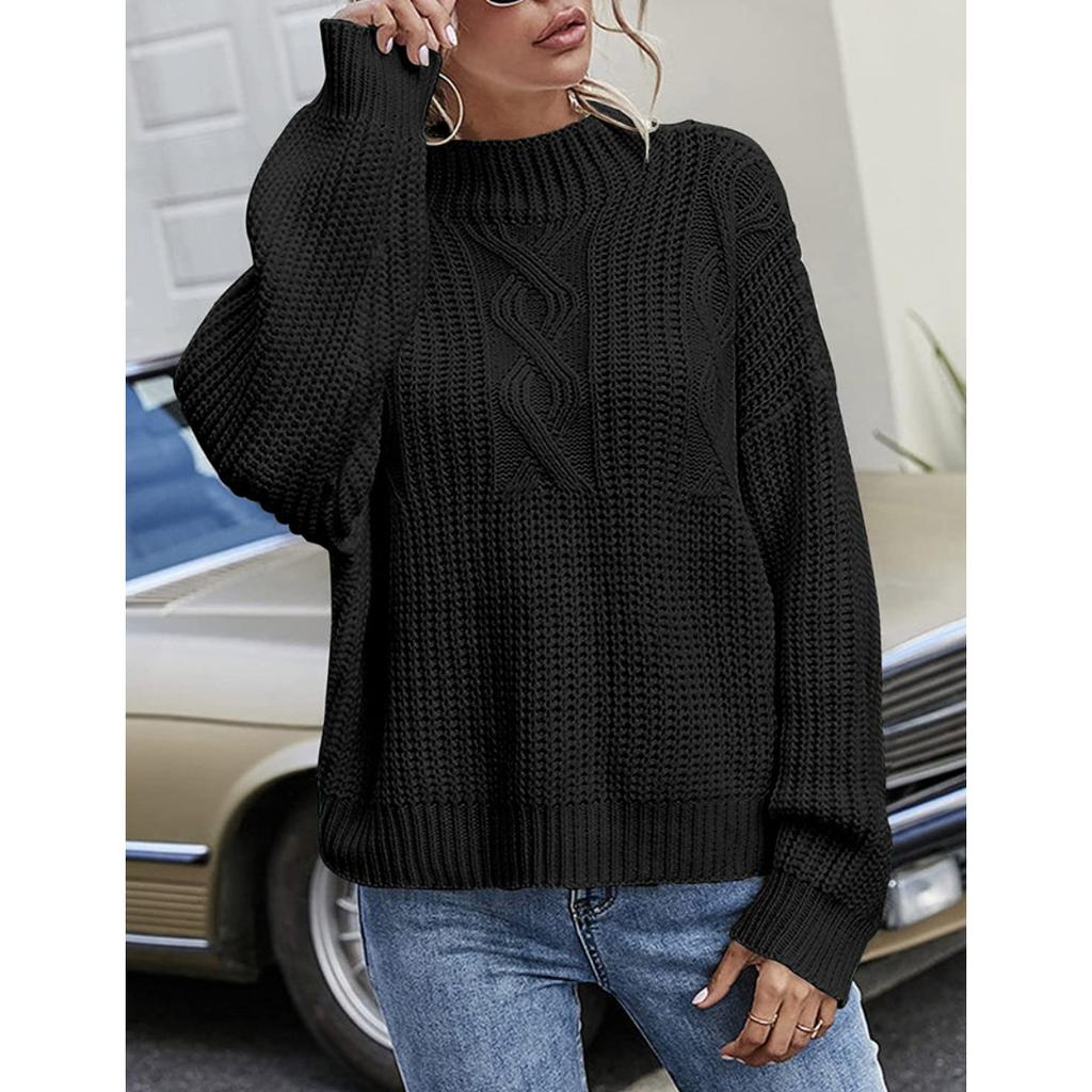 Plus Size, Plus Size Women's Casual Solid Color Jacquard Sweater - Loose Fit Long Sleeved Round Neck Pullover, Comfortable Fabric