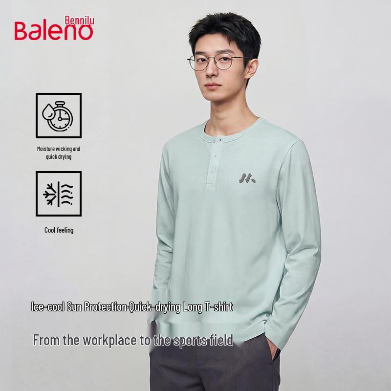 Baleno Men s Henley Neck Long Sleeve Performance T-Shirt L