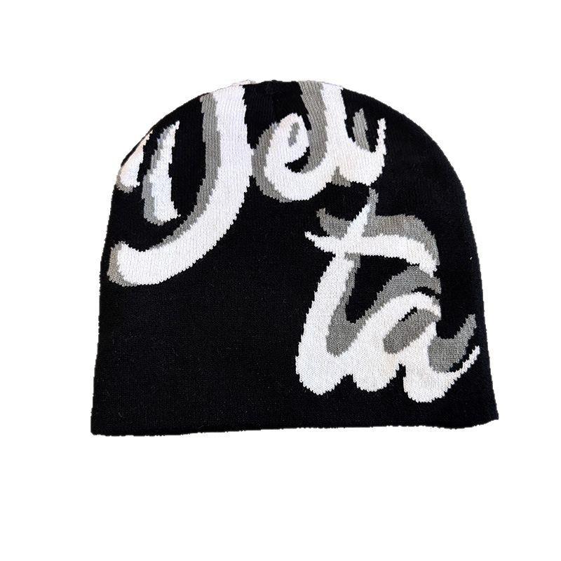 Knitted Alphabet Jacquard Hat Neutral Warm Hat For Street Casual Wear Daily