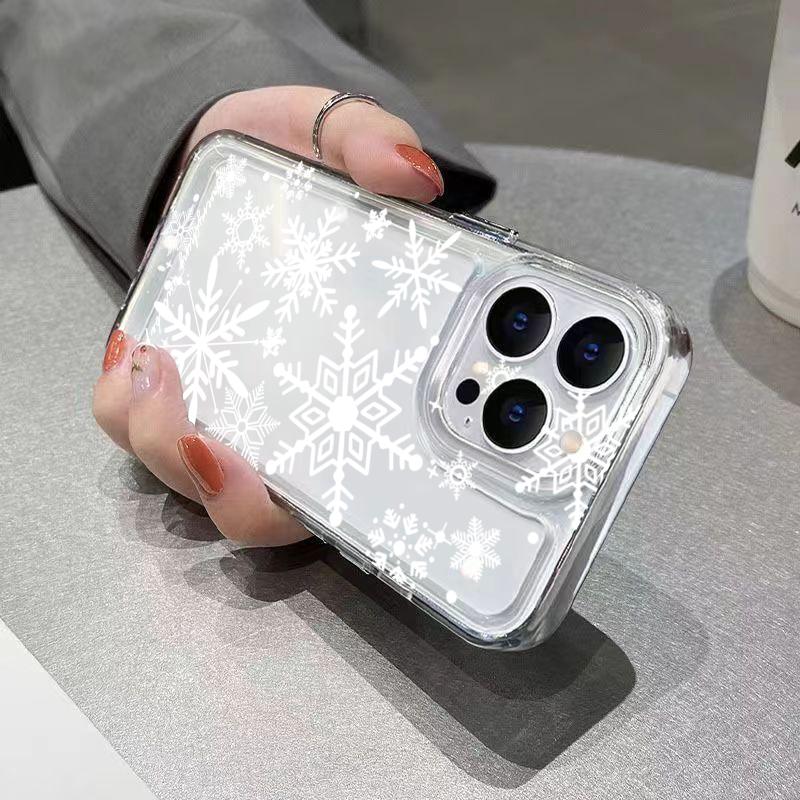 Phone Case For iPhone 17 Pro Max Air 16E 16 15 14 13 12 11 7 8 Plus XS X XR Christmas Winter Snowflake Shaped Pattern Soft Cover