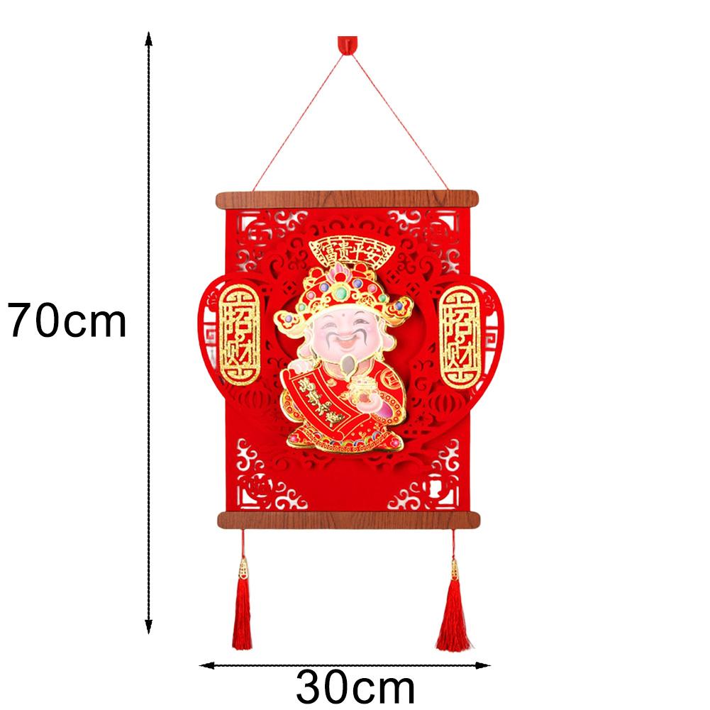 Decorative God Of Wealth Poster 2026 Year Of The Horse New Year Wall Decoration Red Gold Flocked Fabric for Store