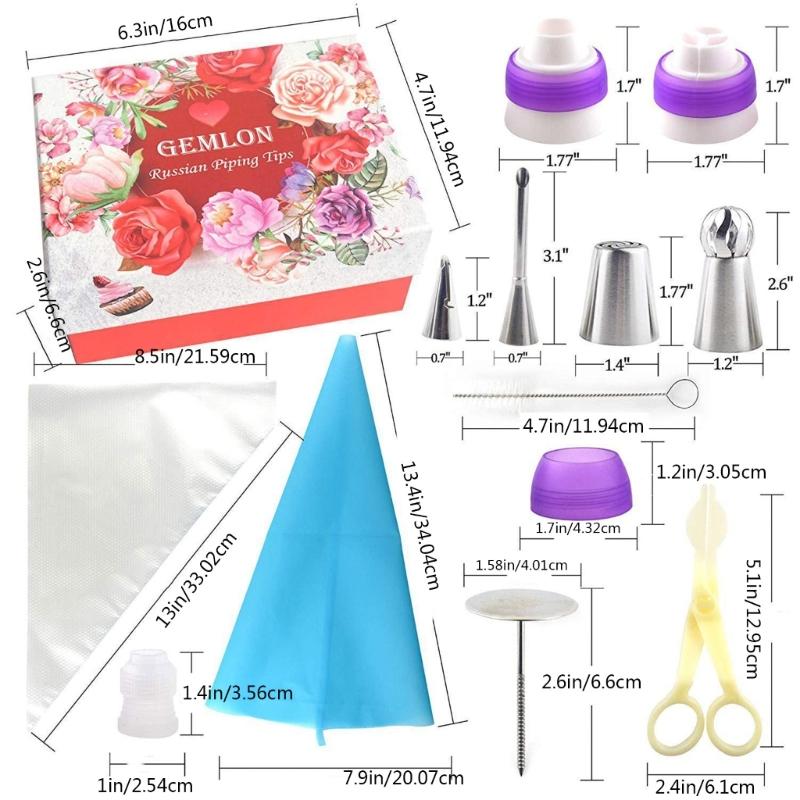 88Pcs Baking Supplies Kit 49Pcs Frosting Piping 3Pcs Russian Ball Piping Tips Flower Frosting Tip Baking Flower Nozzle