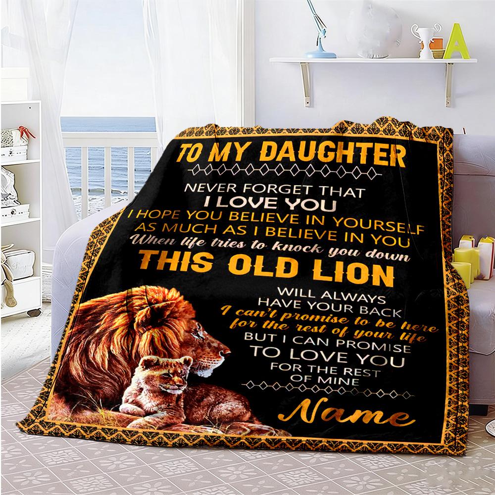 Lion Daughter Customize Your Name Blanket Throw Customizable Blanket Durable Comfort for Nap Living Room Office Chair Picnics Four Seasons Universal