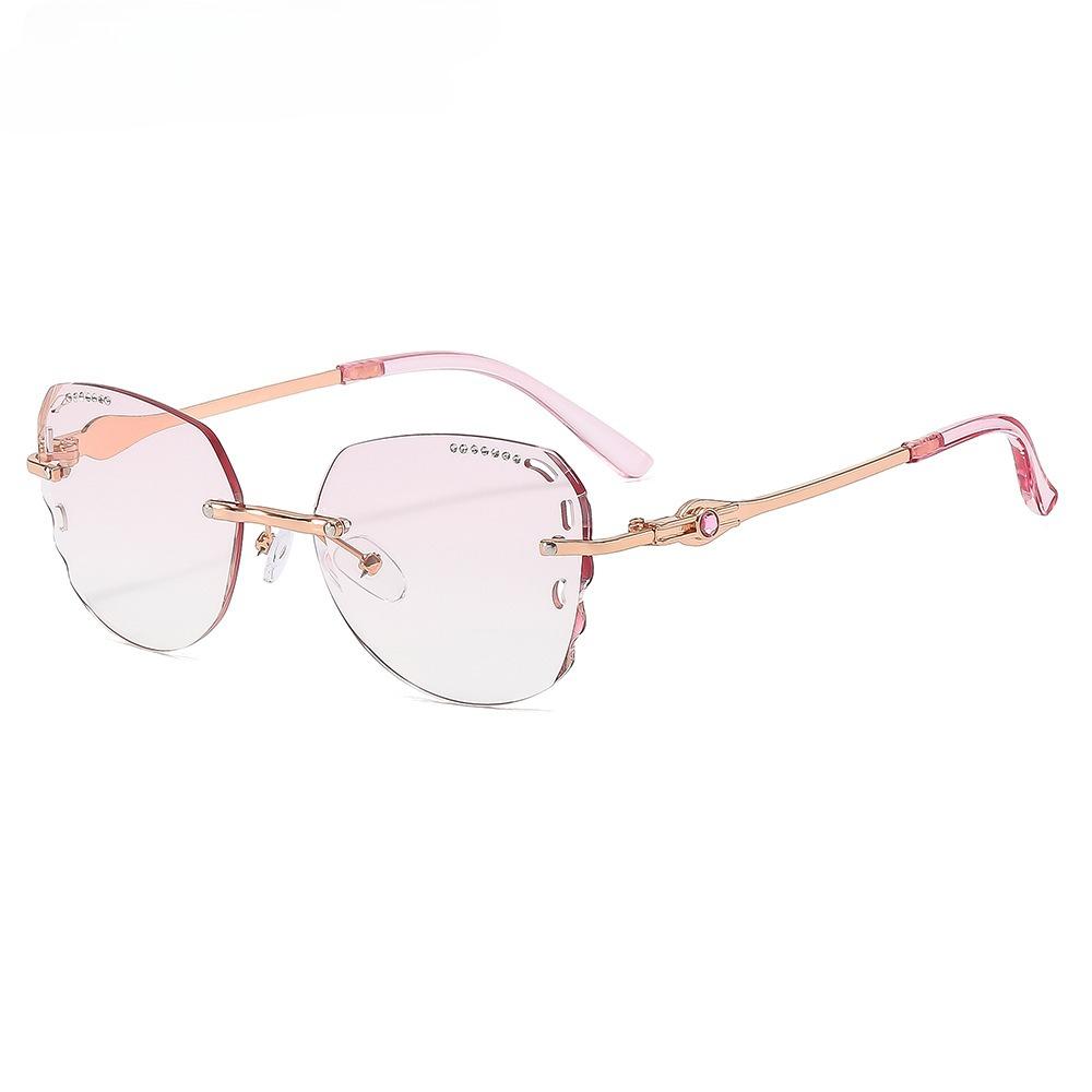 Rahmenlose Ultraleichte Lesebrille mit Modischem Diamantschliff-Design für Damen, Blaulichtfilter und Anti-Ermüdung