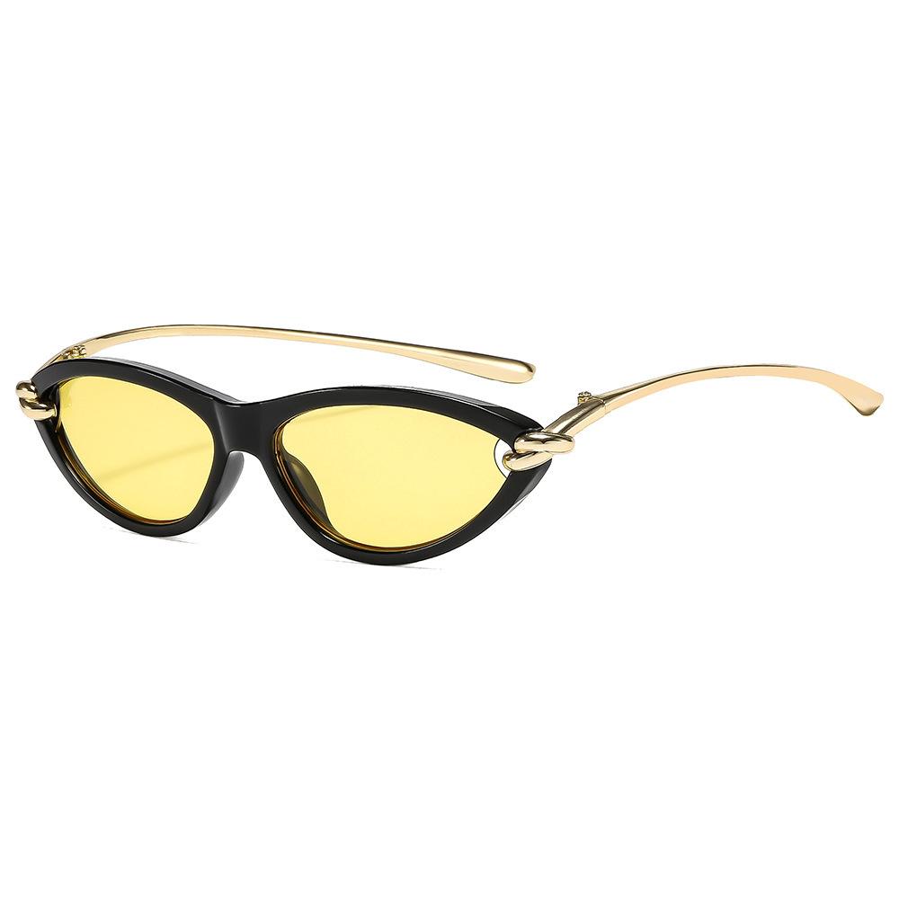 New Retro Cat Eye Gradient Sunglasses Women Men UV400 Metal Frame Trendy Personality Brand Knot Design
