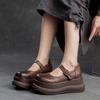 Johnature Scarpe Mary Janes Scarpe con plateau piatte in vera pelle Sandali con altezza della suola spessa con fibbia