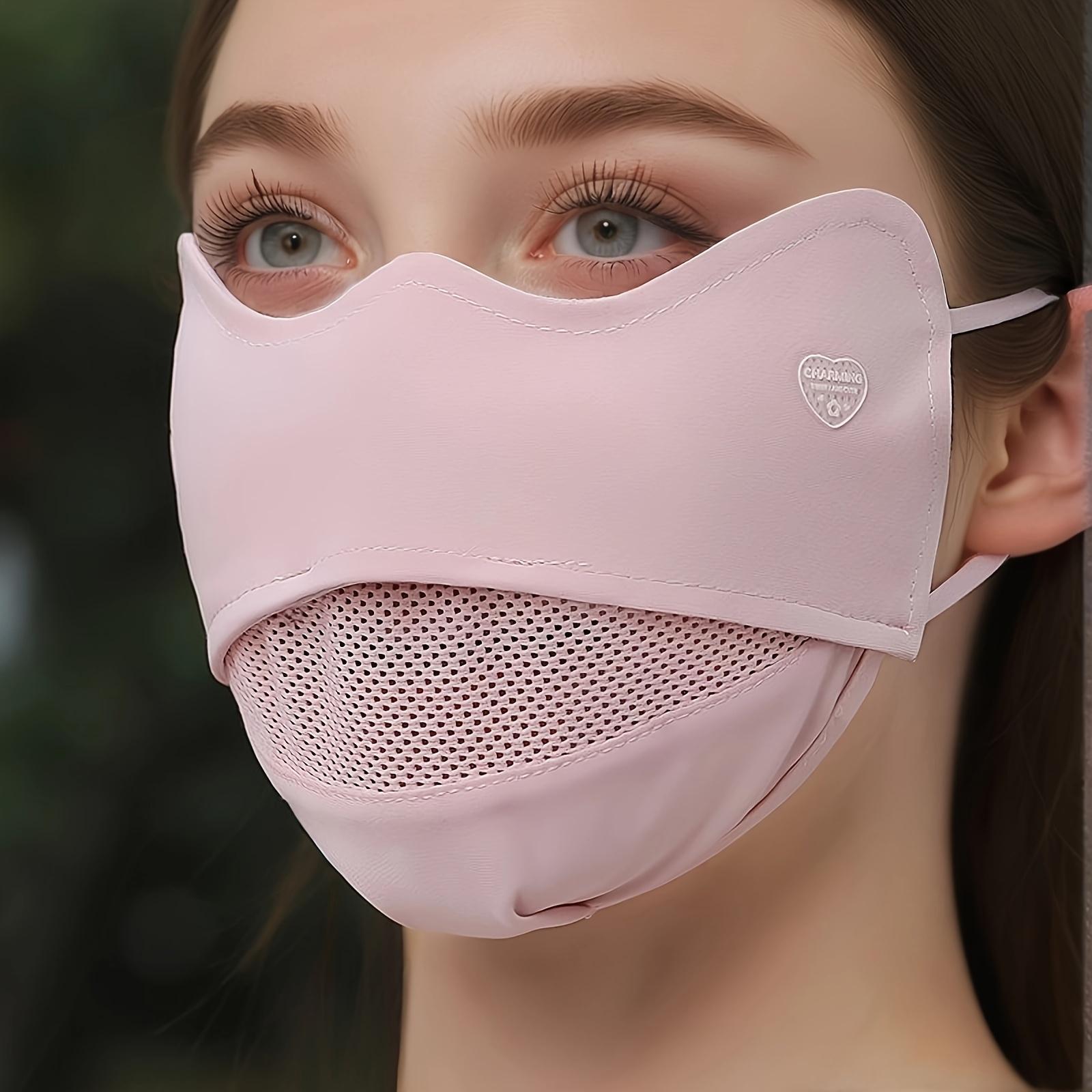 

Women‘s Sun Face Mask with Eye Protection - UPF 50+ Ice Silk Breathable Mask, Adjustable Skinny Fit for Running Driving Hiking Pink