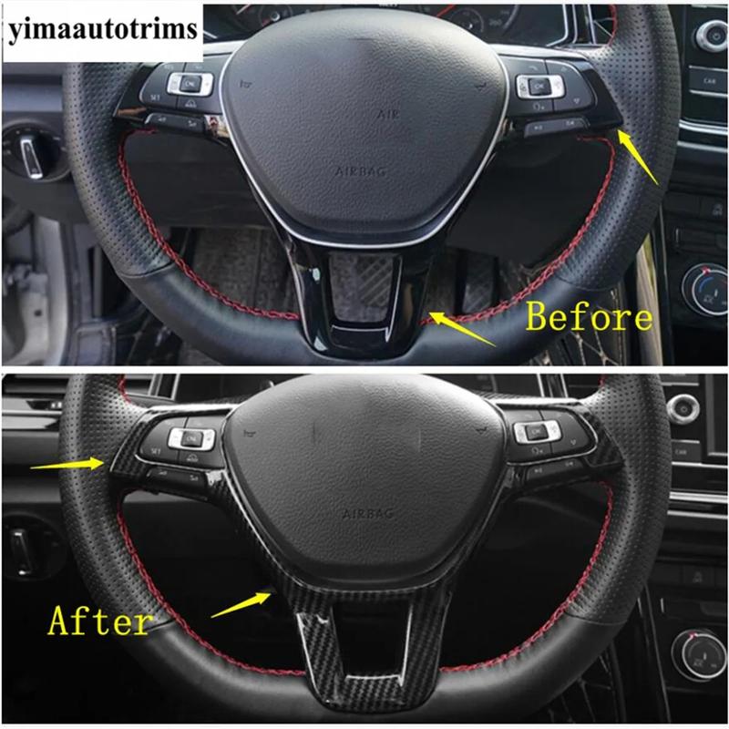 Steering Wheel Frame Decoration Cover Trim For Volkswagen T-Roc T Roc 2018 - 2025 Carbon Fiber / Matte ABS Accessories Interior