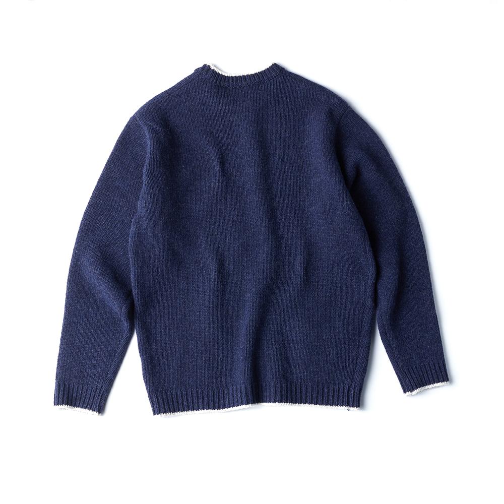 EDWARDMAX Two-Pocket Round Neck Knit (Navy)