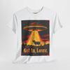 "Get In, Loser" UFO Abduction T-Shirt – Retro Sci-Fi Cow & Glowing Beam