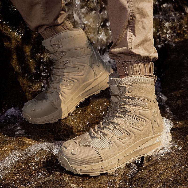 

Unisex Tactical High-Top Breathable Combat Boots: Shock-Absorbing, Non-Slip, Wear-Resistant for Outdoor and Mountaineering. Size 47