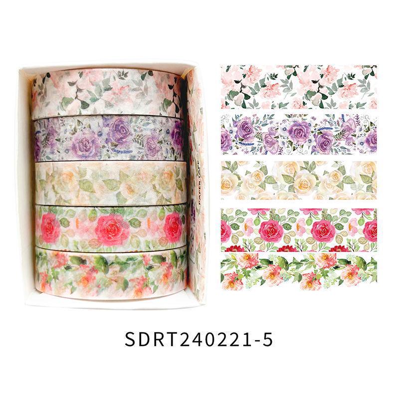 Spring Flower Romance Washi Tape - DIY Journal & Decorative Stickers, Self-Adhesive