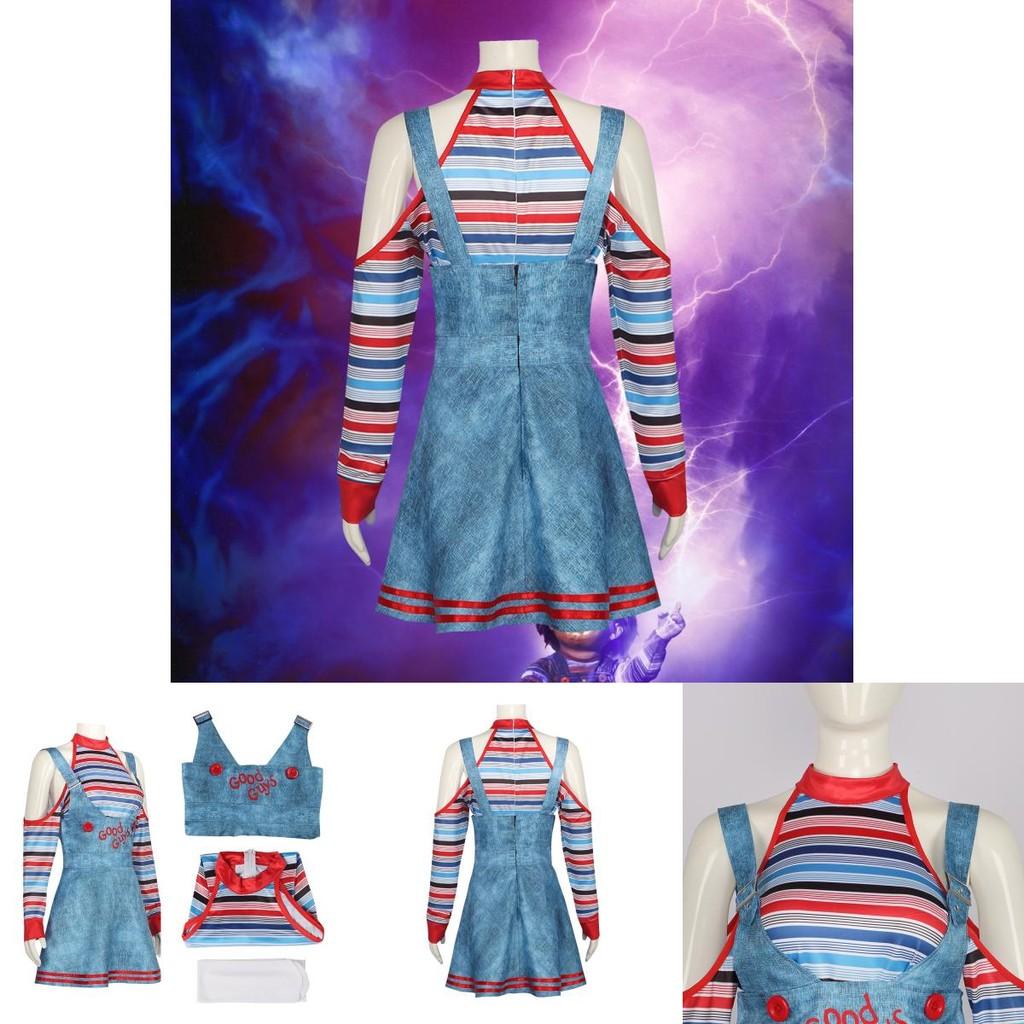 Sweet Dada Circus Clown Costume Halloween Cosplay Horror Doll Maid Dress Revival Set
