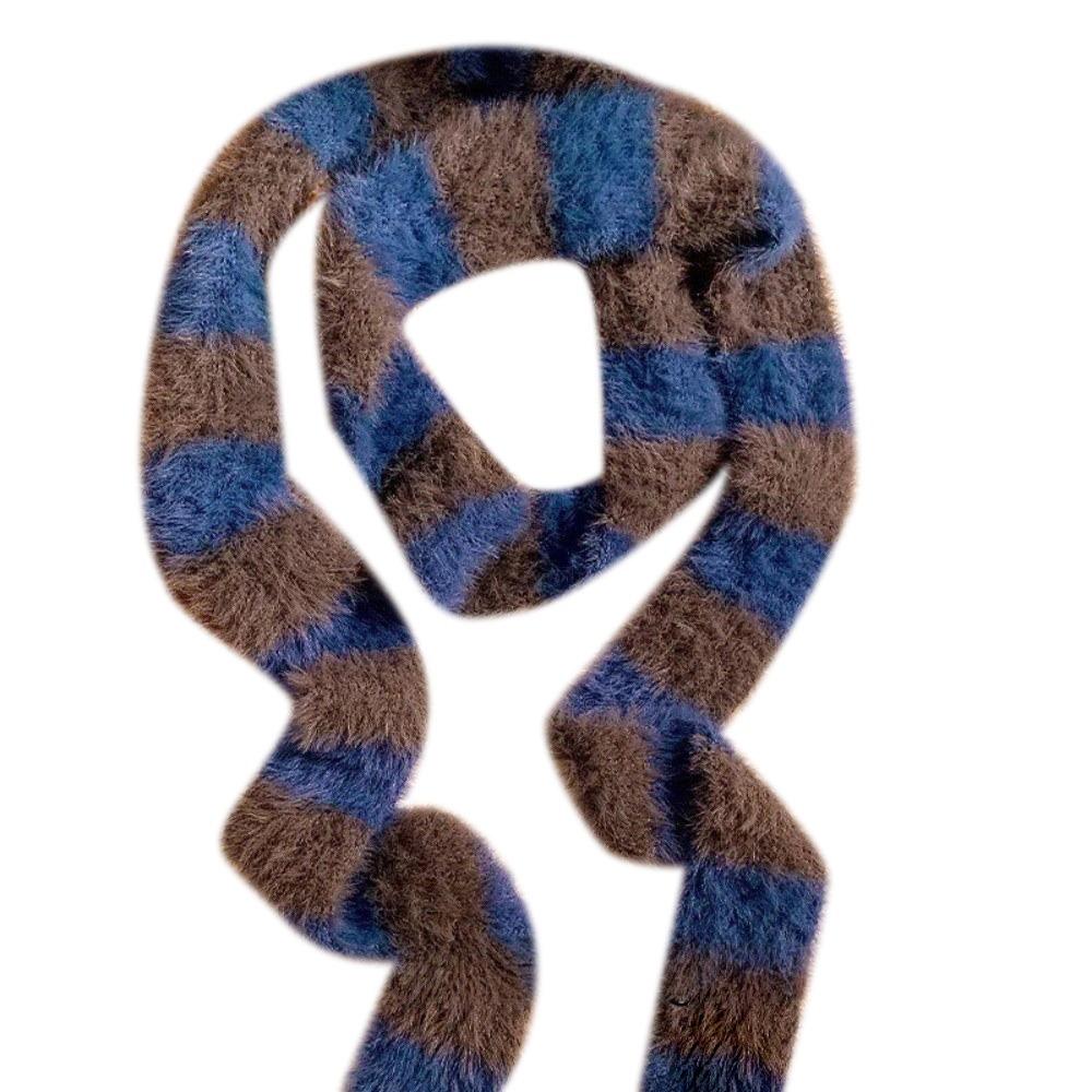 

Y2k Aesthetic Colorful Striped Scarf Thin Skinny Belt Knitted Scarf Long Warm Fluffy Neckerchief Photo Props