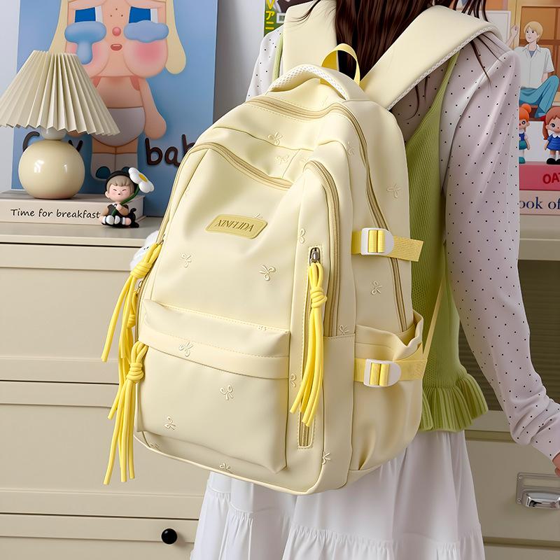 Schoolbag custom cute bow backpack student tutoring bag lightweight 1-1 grade three-piece backpack burden reduction