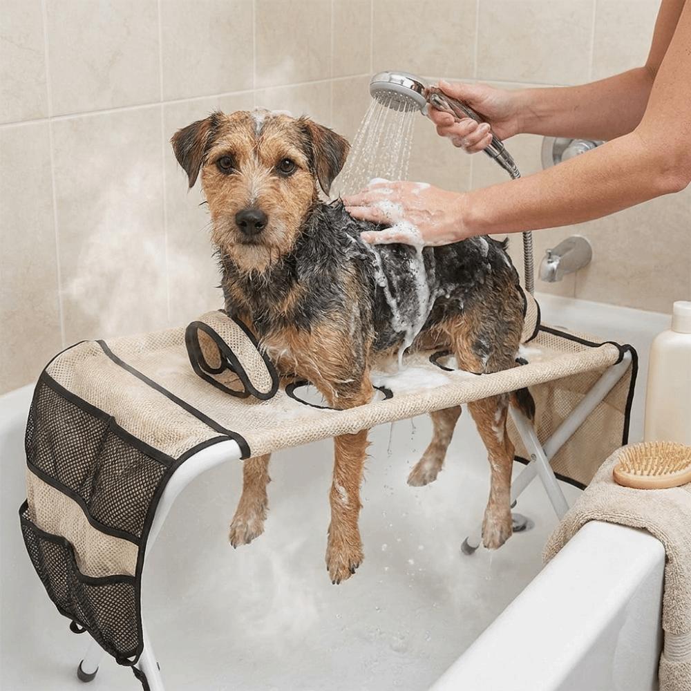 Folding Pet Grooming Table Quick-Dry Mesh Pet Washing Rack Cat Grooming Platform Pet Washing