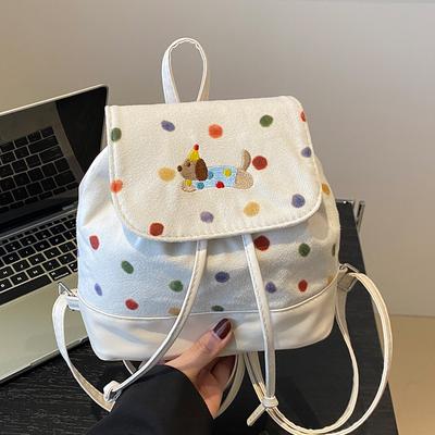 Mochila Fofa de Bolinhas para Cachorro para Mulheres Nova Grande Capacidade Bolsa de Aula para Estudante Universitário para Ir ao Trabalho