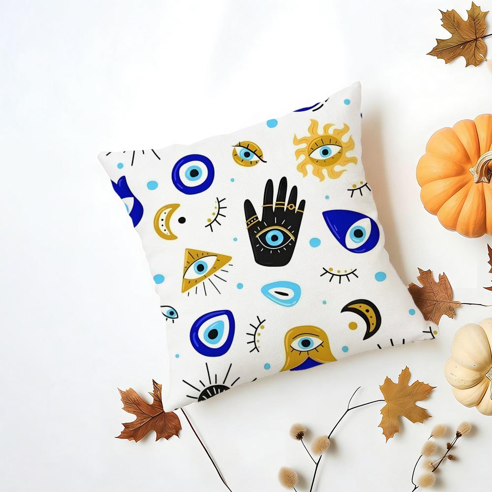 Mystic Protective B-Evil Eye Art Print Cushion Cover Washable Linen Pillowcase Soft For Daily Sofa Bed Home Room Decor