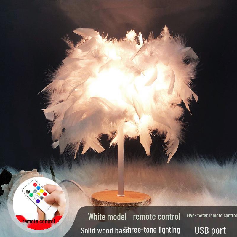 Nordic Luxury Feather Table Lamp - Elegant Bedroom Bedside Light, Creative Gift, Night Light Décor.