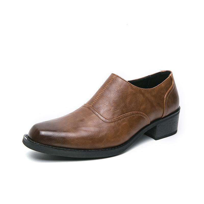 5cm Height-Increasing Men's Leather Shoes: Korean & British Style, Thick-Heeled Casual Footwear for Business & Nightclub