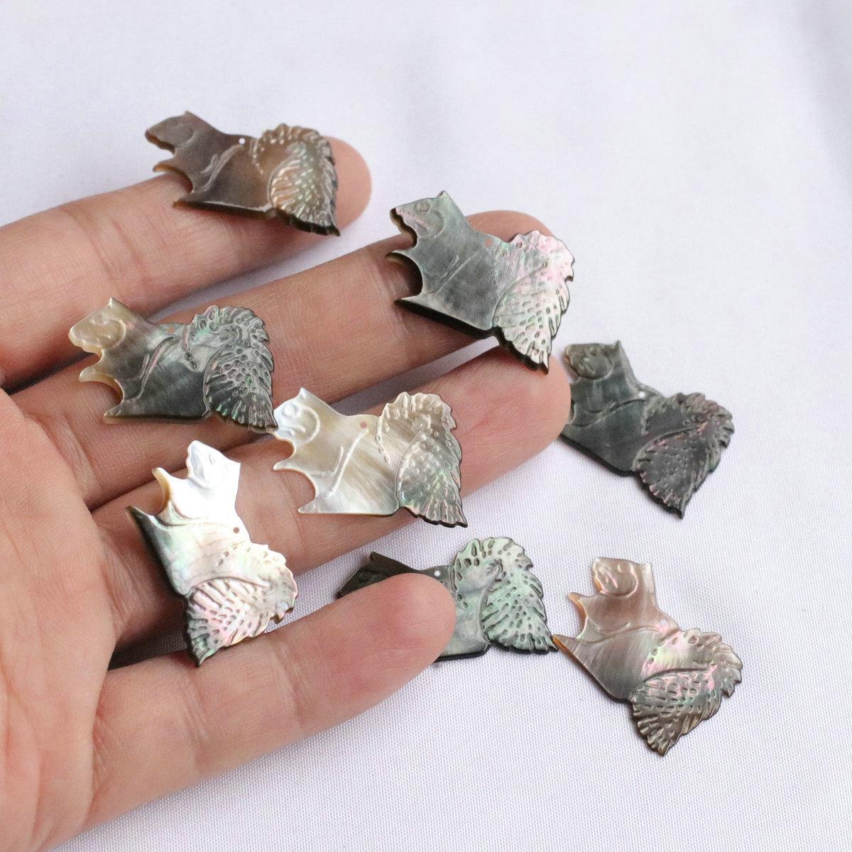 Natural Black Mother-of-Pearl Carved Pendant: DIY Jewelry & Hairpin Accessory