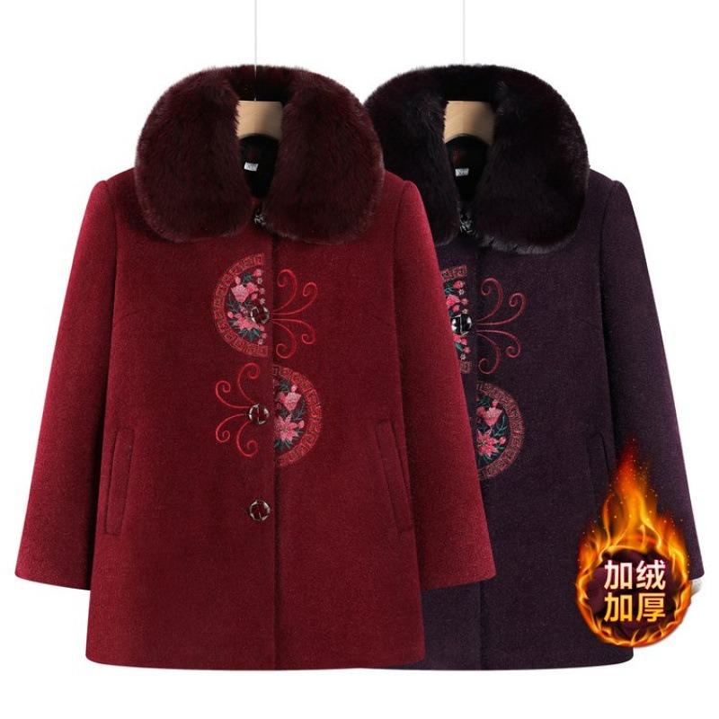 New Autumn and Winter Woolen Jacket, Plush Warm Wife Winter Coat Clothes