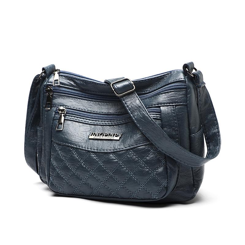 

Female Diamond Grid Multi-layer Single Shoulder Crossbody Bag синий