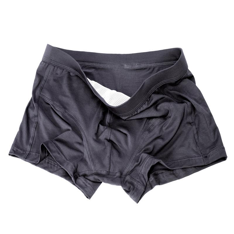 Men's Boxer Underwear with Four Corners Breathable Solid Color Youth Mid Waist Breathable