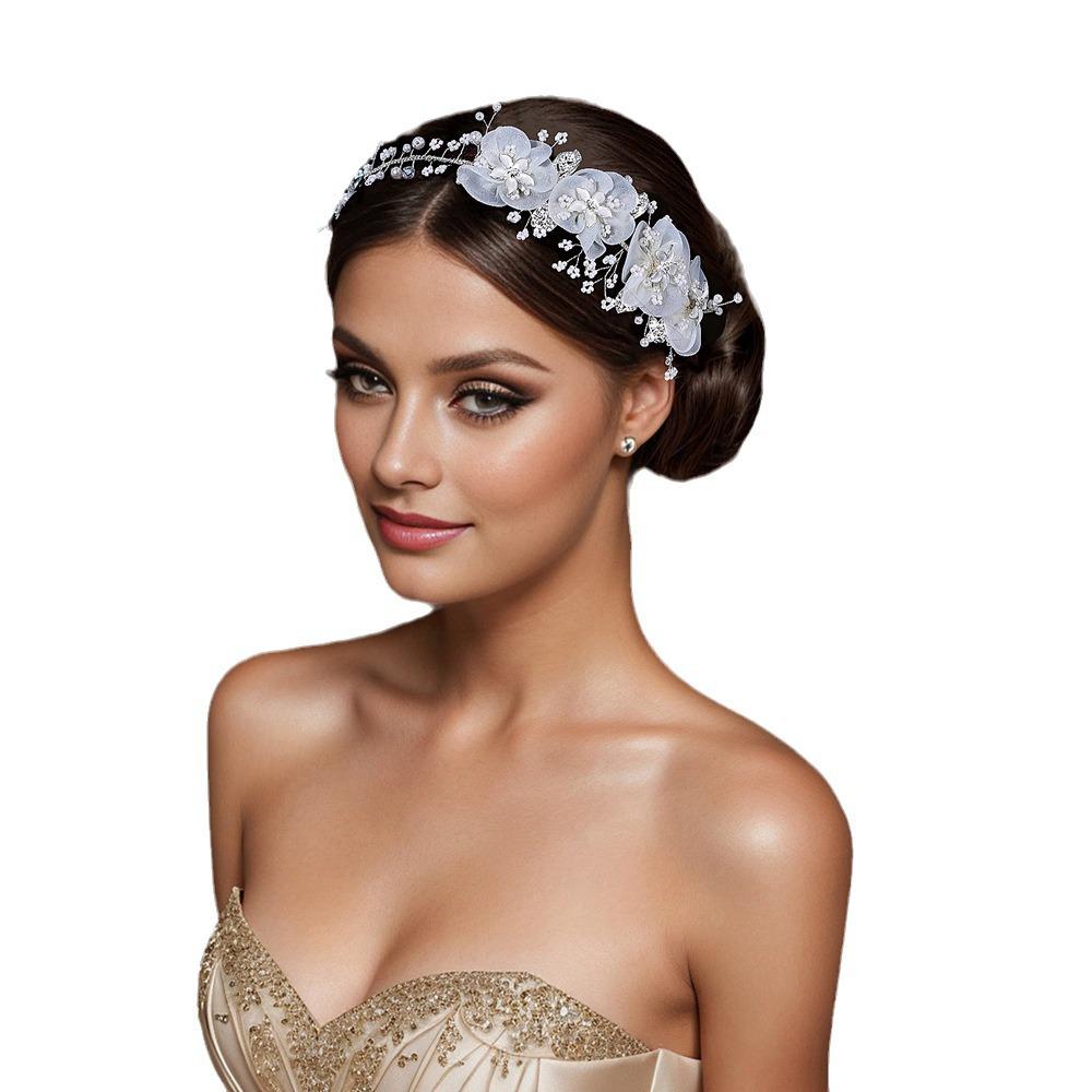 Chenxing Minimalist Bridal Pearl & Alloy Flower Headband CP274