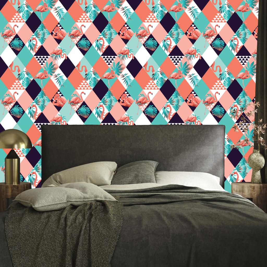 Flamingos and tropical leaves wallpaper for living room and bedroom 50x1000