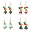 Holiday Christmas Snowflake Dangle Earrings With Bell And Gift Box For Women