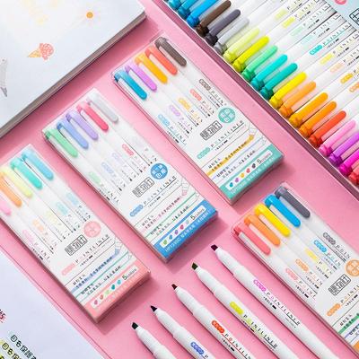 5-teiliges fluoreszierendes Farbpunkt-Liner-Stift-Set, weicher Touch, beidseitige feine Linie, kräftige Marker, Kunststifte, Zeichnungs-Highlight A6011