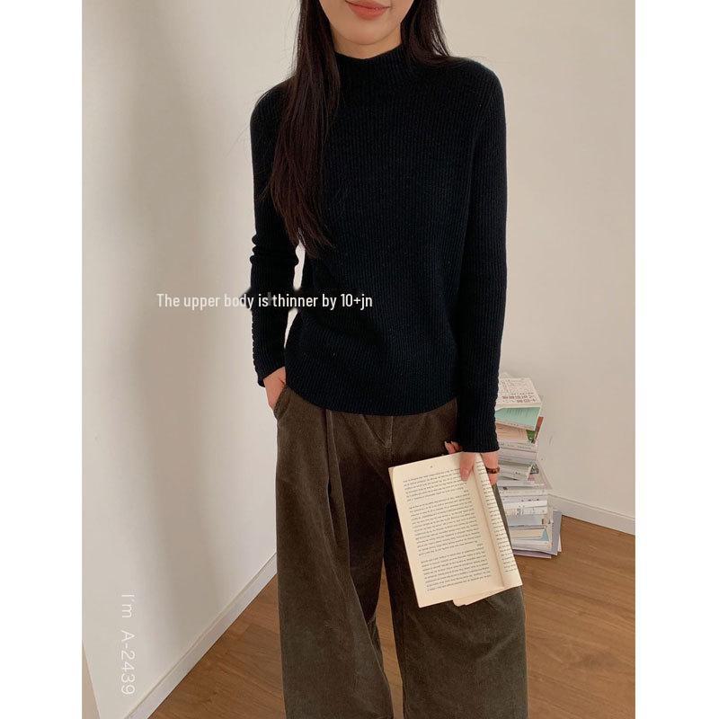 

Бархатный свитер с серебряными иглами Du Xiaozhai: Мягкий, плотный, полувысокий воротник, идеально подходит для осени и зимы One Size