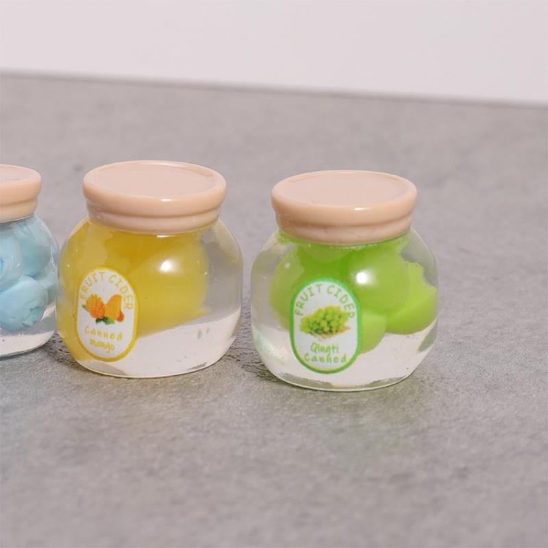 5Pcs Miniature Kitchen Decoration Dollhouse Simulation Fruit Candy Canned Jam Model Dolls House Accessories Toy