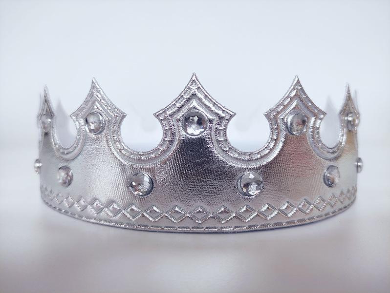 Gold Birthday Crown Headband for Children and Adults - King Diamond Shiny Cloth Cake Decoration Costume