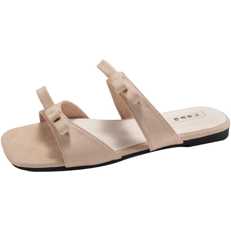 Fashion Shoes Woman 2025 Square Toe Rubber Flip Flops Female Slippers Butterfly-Knot Hawaiian New Block Summer Scandals Slides Female