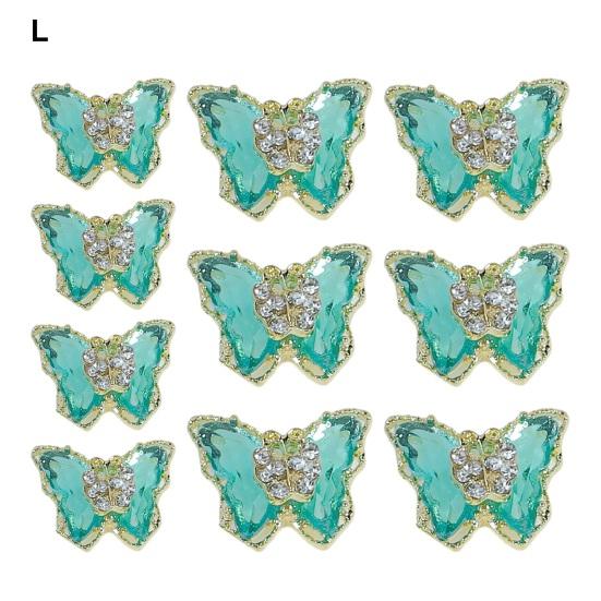 10ks Motýlí šperky na nehty Dvouvrstvé třpytivé drahokamy Poutavé ozdoby na nehty Dámské doplňky