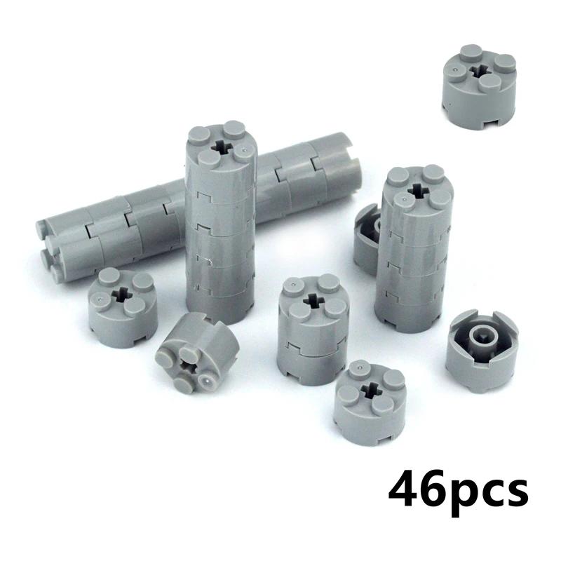 46Pcs MOC Parts Round Bricks Cylinder 2x2 with Axle Hole Thick Building Blocks Particles DIY Technical Toys Compatible with 6143