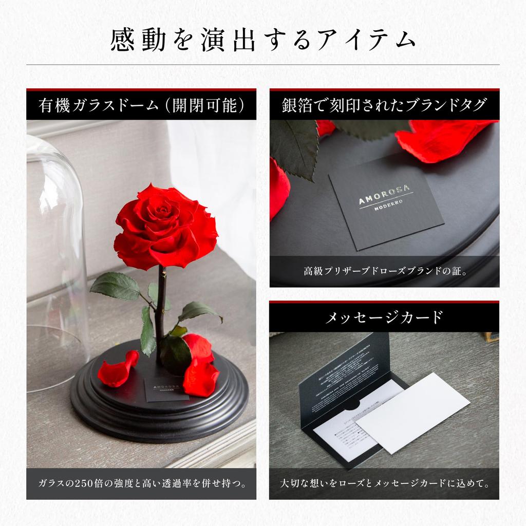Amorosa Moderno Preserved Flower Destiny Rose Bright Red (Single Stem)