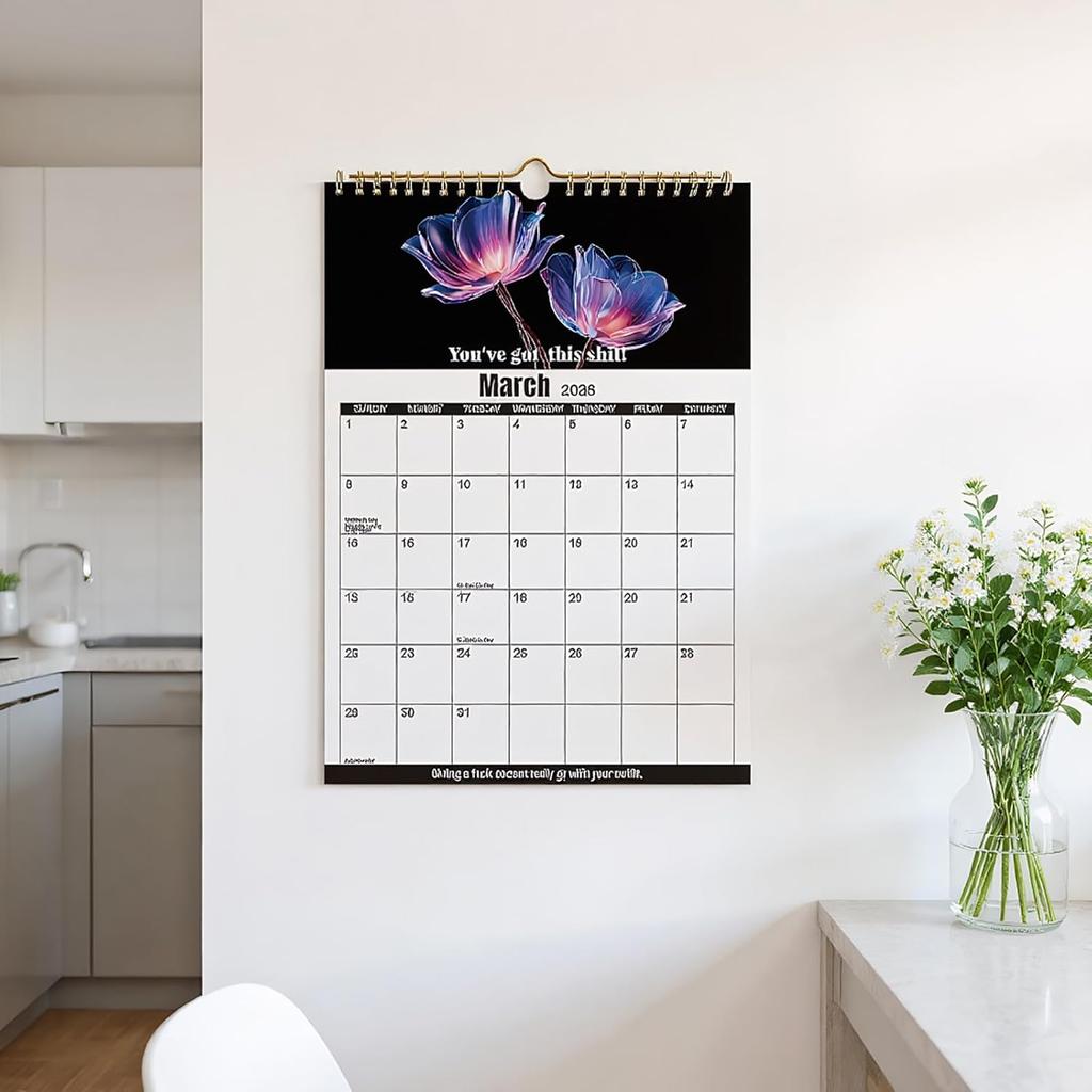 Fu-ck It 2026 Calendar for Tired Women, 2026 Fuck It Wall Calendar for Tired Women, Humor Hanging Month Calendar,Hanging Calendar for Home