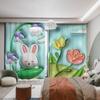 Cartoon Rabbit Clouds High Shading Curtain Fresh Ins 3D Children's Room Bedroom Bay Window Opening Living Room Blackout Curtains featuring Hook4
