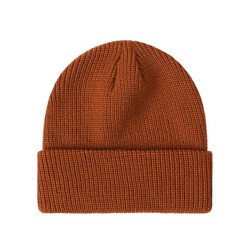 Autumn and winter solid color knitted hats for men and women, cold protection, ear protection and warmth, double-layer thickened wool hats