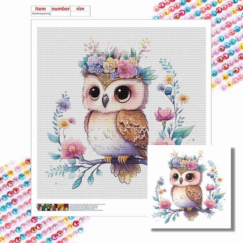 New Arrival 5D DIY Full Circle Diamond Painting "Painted Owl" Embroidery Cross Stitch Home Decor Gift