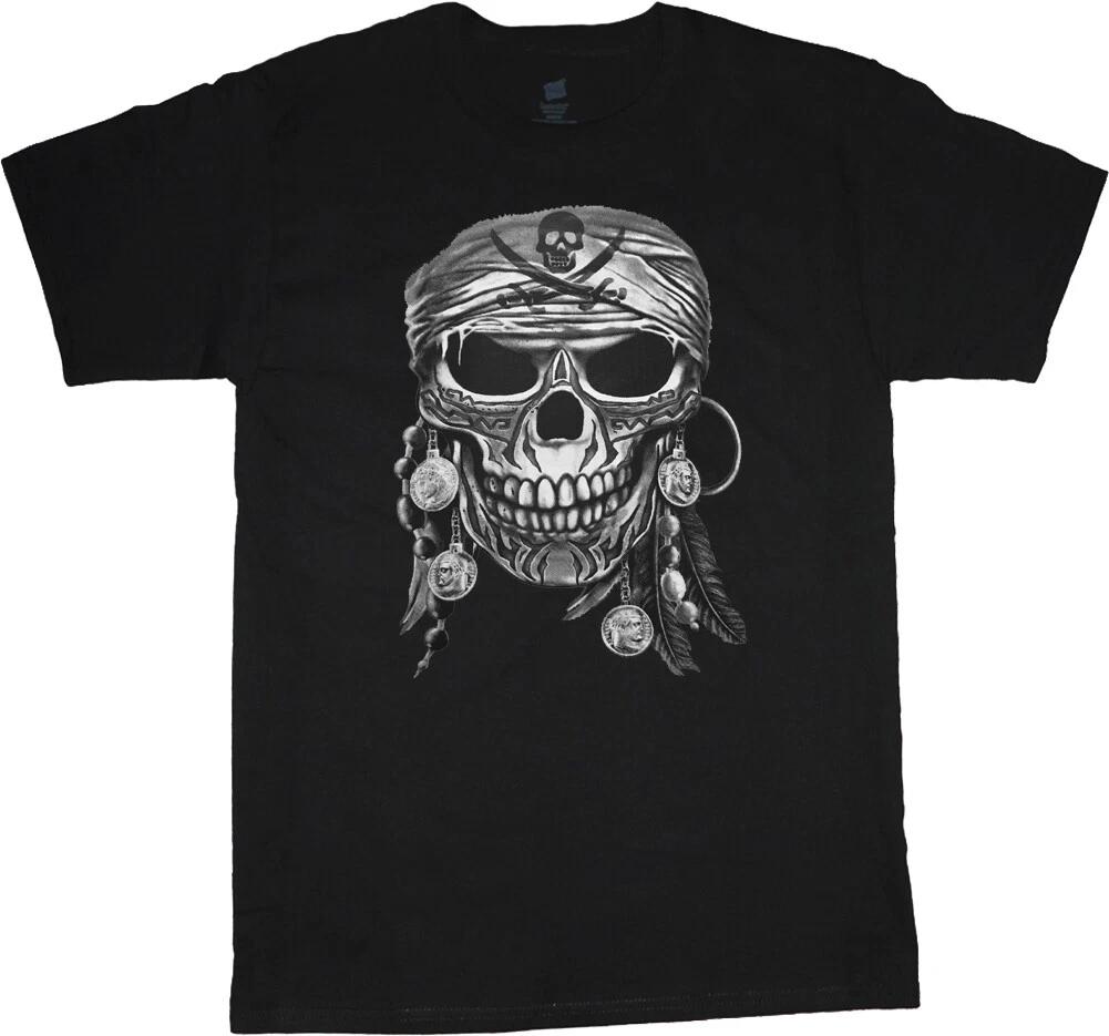 Mens Graphic Tee Pirate Skull T-shirt Clothing Apparel Accessories M