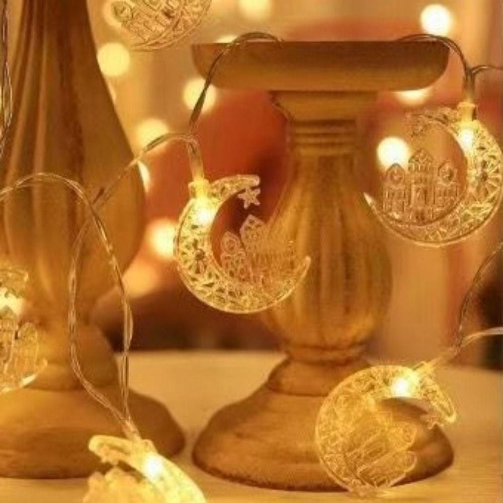 1.5 M EID Mubarak String Lights 10 LED Battery Operated Islamic Muslim Light String Decorative Moon Star Castle Lantern
