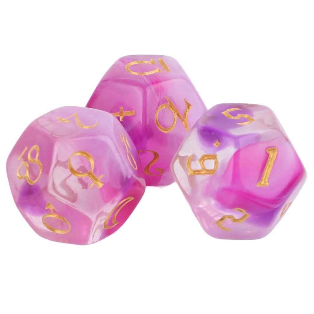 3PCS 12 Sides Dice Set 4 Color Waterproof Wear Resistant Acrylic Lightweight Portable Polyhedral Dice for Table Game