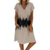 Women's Summer V-neck Short Sleeve Printed Cotton And Linen Dress